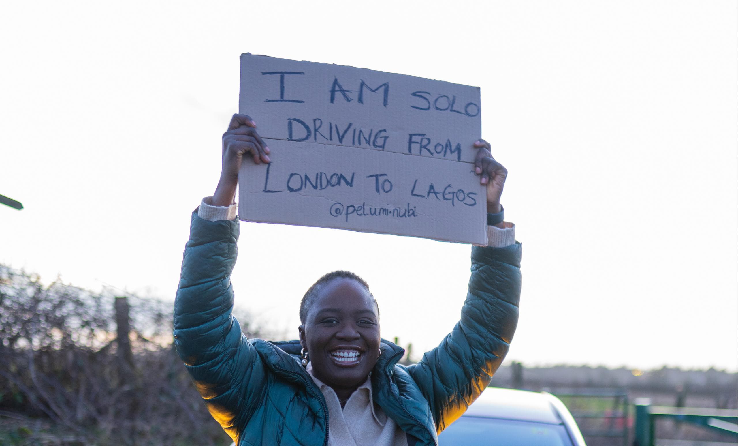 Pelumi Nubi defies the odds by driving solo from London to Lagos